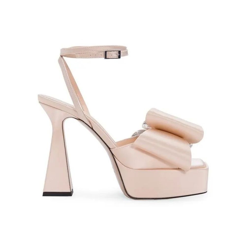 Mach & Mach Le Cadeau 140mm Crystal-Embellished Bow Platform Sandals